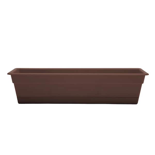 Bloem Dura Cotta 30 in. Chocolate Plastic Window Box Planter with Tray