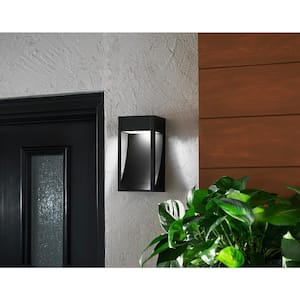 Monticello 1-Light Oil Rubbed Bronze Outdoor Integrated LED Wall Lantern Sconce with Etched Lens