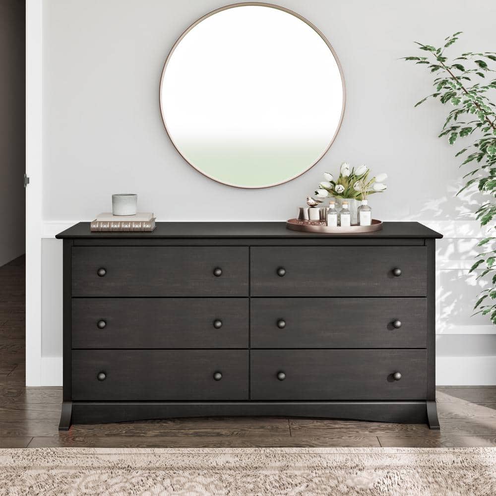 Washed Black Double Dresser with Extra Deep Drawers