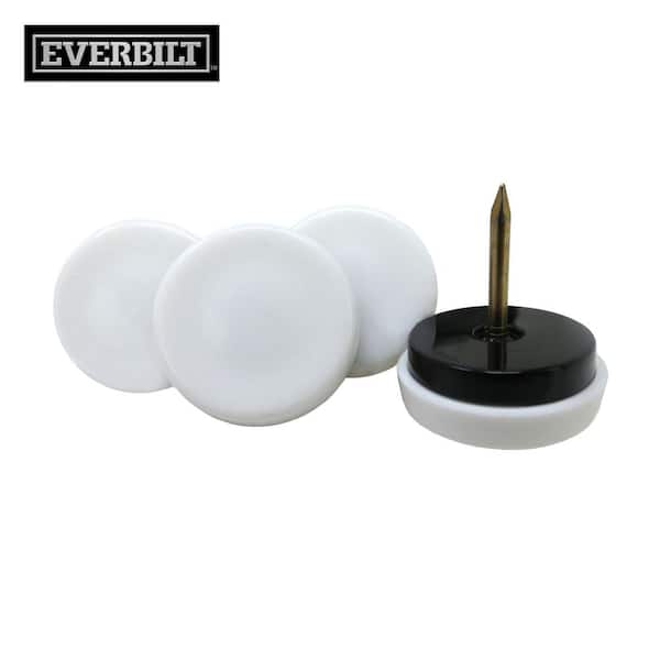 Everbilt 7/8 in. White Plastic Round Nail-On Furniture Glides for Floor Protection (4-Pack)