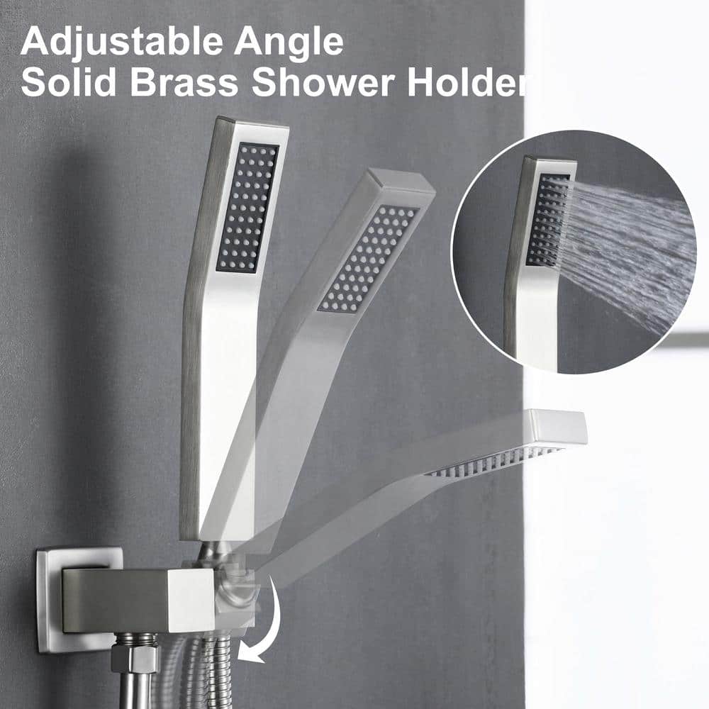 Brushed Nickel 10" Rain Shower Faucet Set with Handheld