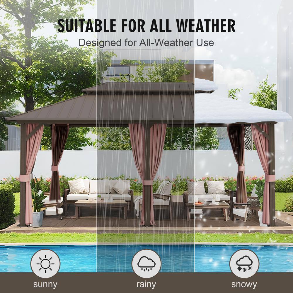 EAGLE PEAK 12x18 Brown Aluminum Frame Gazebo with Double Roof