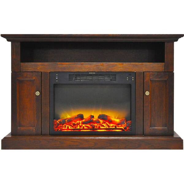 Hanover Kingsford 47 in. Electric Fireplace with an Enhanced Log Display and Entertainment Stand in Walnut