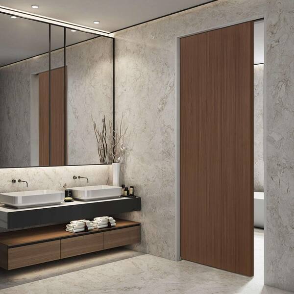 CALHOME 36 in. x 84 in. Walnut Brown Flush Hollow Core Composite