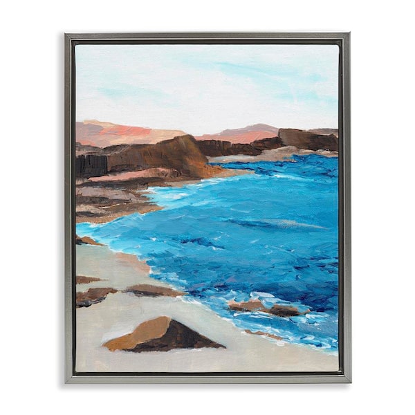 Stupell Industries Red Mountain Beach by Nikita Jariwala Gray Floater Frame Nature Graphic Art Print 21 in. x 17 in.