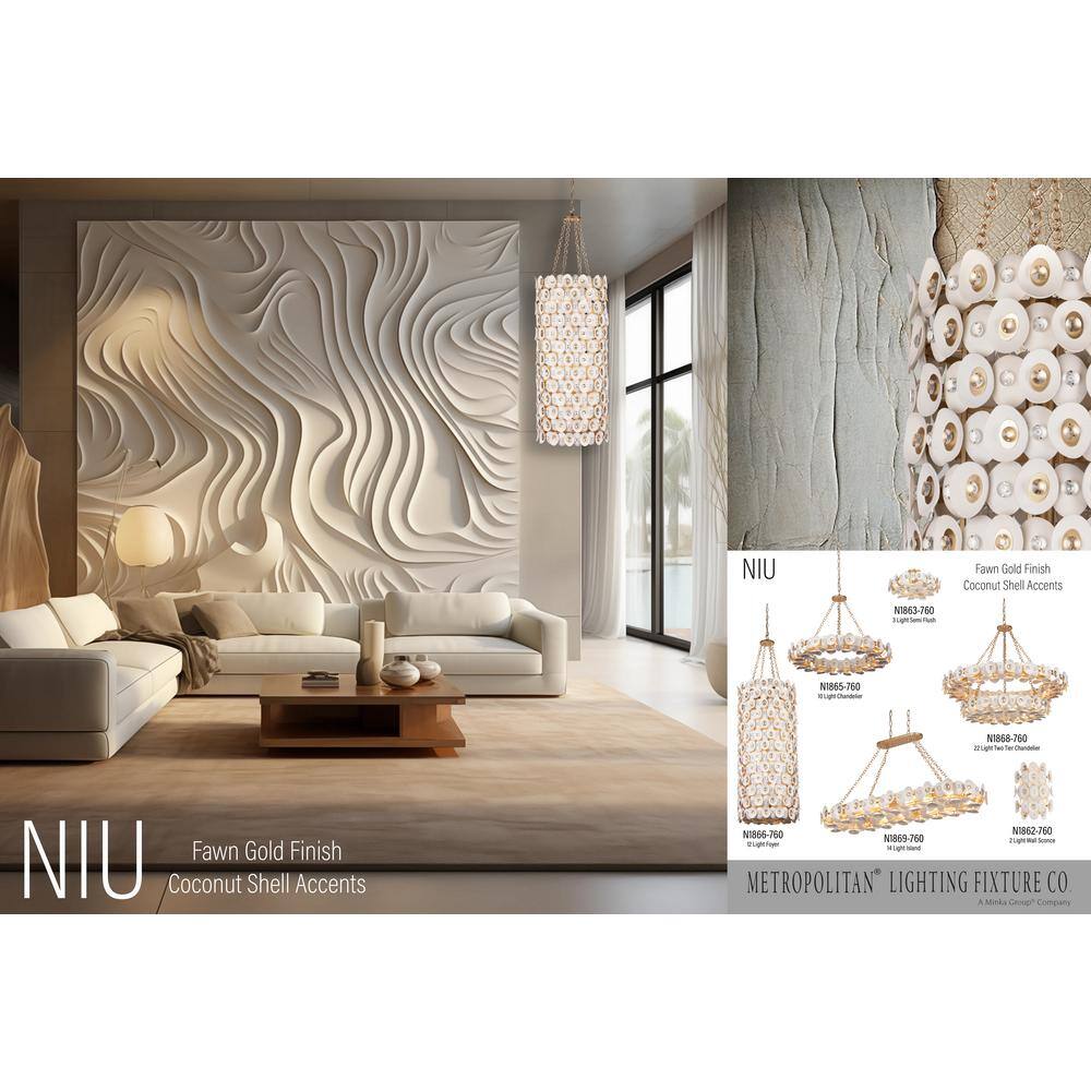 Gold and White Coconut Shell 2-Light Wall Sconce