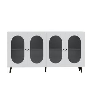 White Wood Pantry Organizer, Modern Accent Sideboard Cabinet with Acrylic Doors