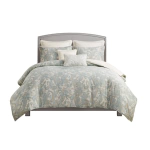 Chelsea 3-Piece Blue Cotton Full/Queen Duvet Cover Set