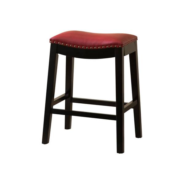 DEVON & CLAIRE Lapin Bonded Leather Saddle Counter Stool, Red