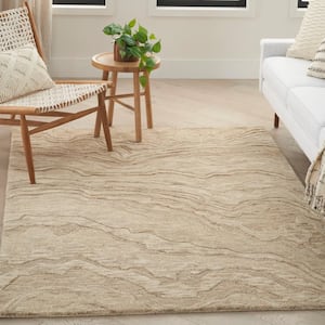 Graceful Taupe 4 ft. x 6 ft. Abstract Contemporary Area Rug