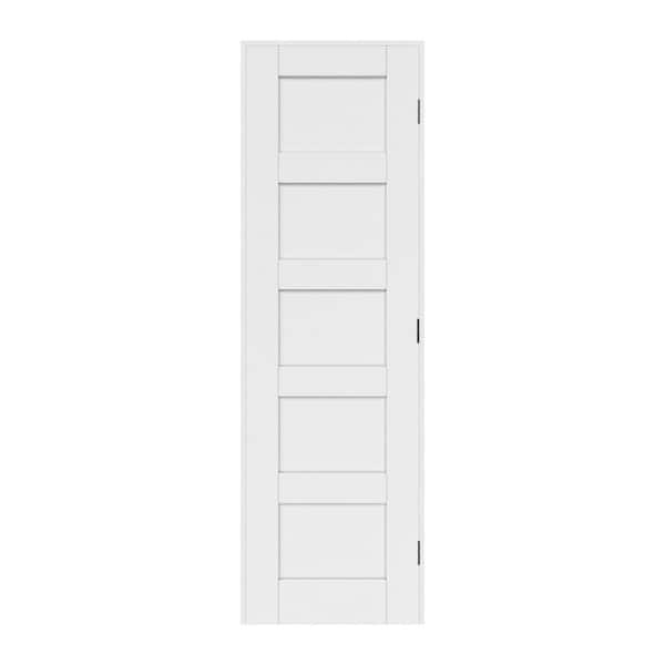 ARK DESIGN 24 in. x 80 in. Paneled Blank 5-Lite Left Handed White Solid Core MDF Door Kit with Quick Assemble Jamb