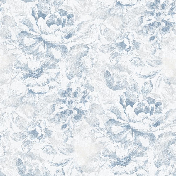 Unbranded Nordic Elements Blue Large Floral Bunches Matte Finish Non-Pasted Non-Woven Wallpaper Sample