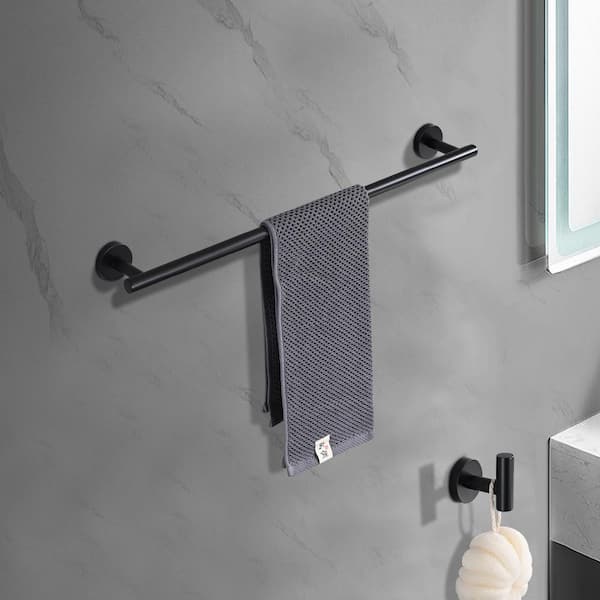 5-Piece Wall Mount Bathroom Towel Rack in Matte Black