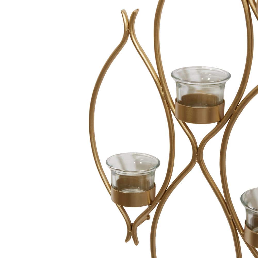 Bronze Metal Contemporary Wall Sconce Candelabra with Glass Candle Cups