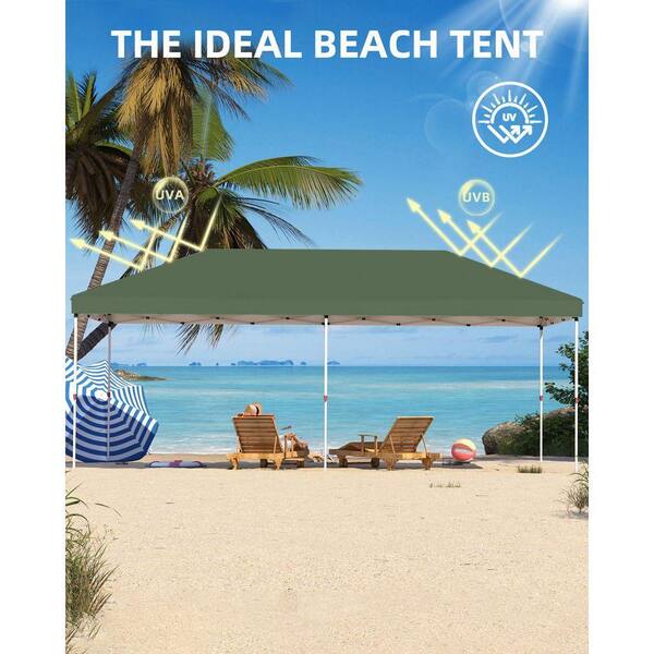 homfan 10 ft. x 20 ft. Patio Umbrella Instant Portable Shelter for Patio,  Outdoor Activities, Green WKK_PHO_10AUL3A4