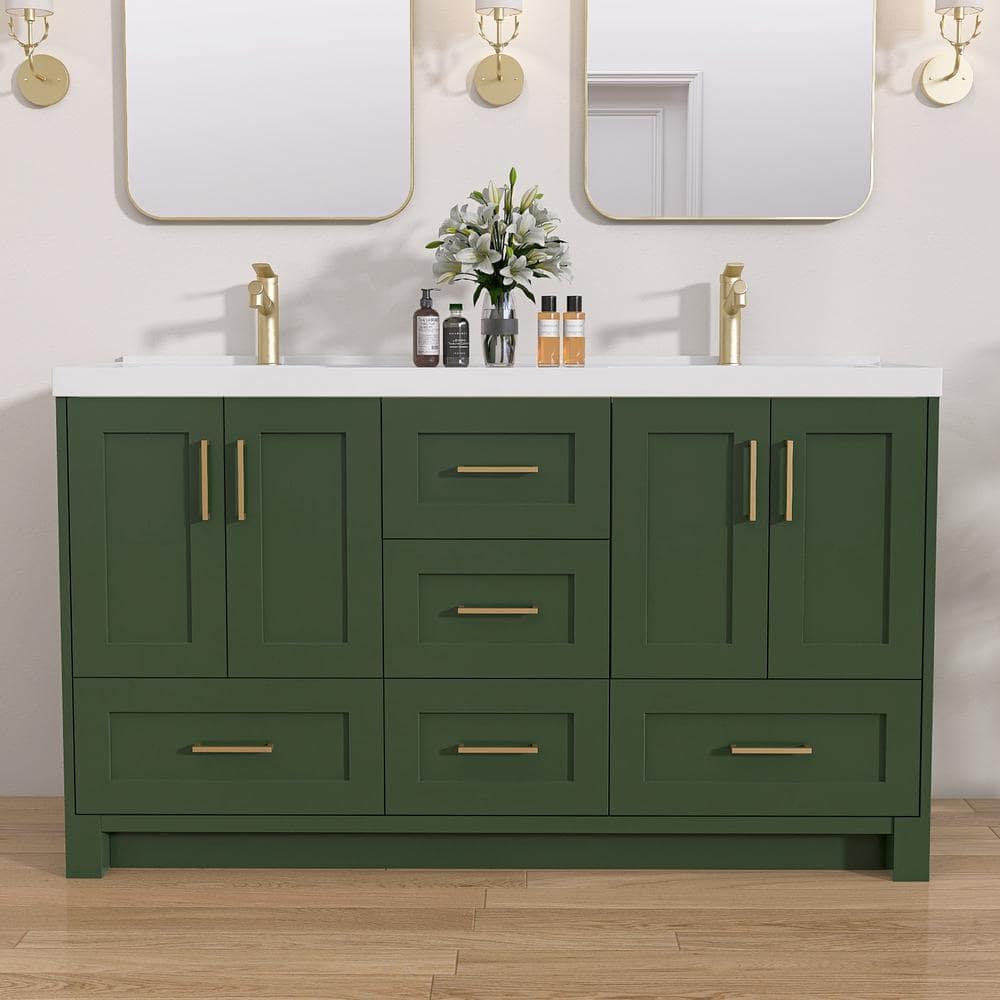 NTQ 60 in. W x 22 in. D x 36 in.H Bathroom Vanity Double Sink ...