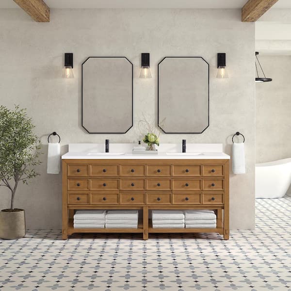Malibu 72.0 in. W x 23.5 in. D x 34.8 in. H Double Bath Vanity Cabinet Without Top in Amber Birch