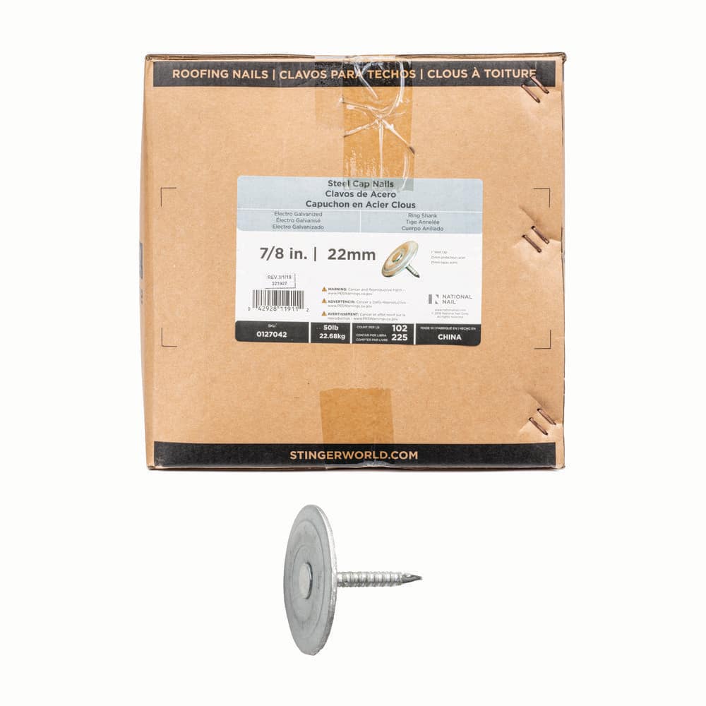 7/8 in. x 12-gauge Electrogalvanized Ring Shank Steel Cap Roofing Nail 50 lbs. Box price history on PriceWatchPro