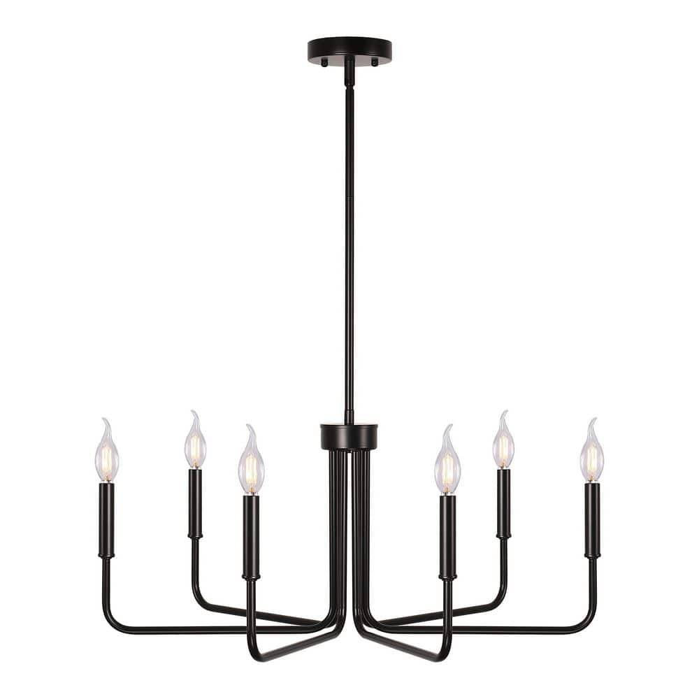 28 in. 6-Light Black Chandelier Farmhouse Chandelier for Dining Room, Living Room Light Fixtures price history on PriceWatchPro