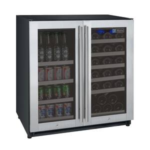 FlexCount II Series 30 in. Wide Dual Zone 30-Bottle/88-Can Beverage Cooler in Stainless Steel