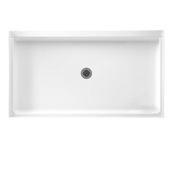 Swan 34 in. x 60 in. Solid Surface Single Threshold Center Drain Shower Pan in White