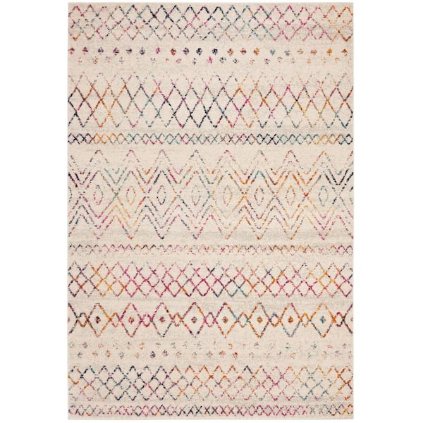 SAFAVIEH Madison Ivory/Fuchsia 5 ft. x 8 ft. Geometric Area Rug