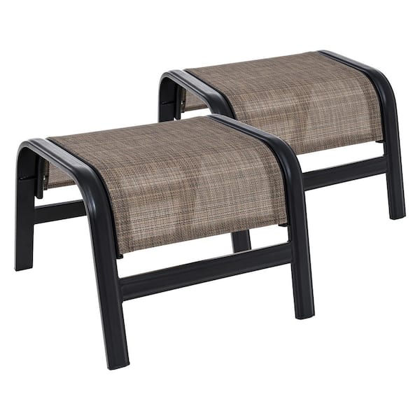 AURA OUTDOOR 2-Pieces Outdoor Textile Metal Outdoor Portable Footstool