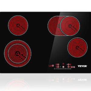 30.3 x 20.5 in. Electric Cooktop in Black Stove Top with 4 Burners Ceramic Glass Surface 9 Power Levels