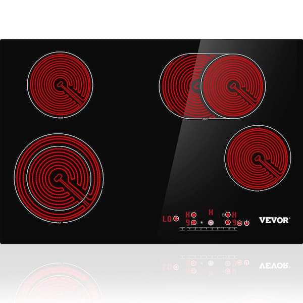VEVOR 30.3 x 20.5 in. Electric Cooktop in Black Stove Top with 4 Burners Ceramic Glass Surface 9 Power Levels