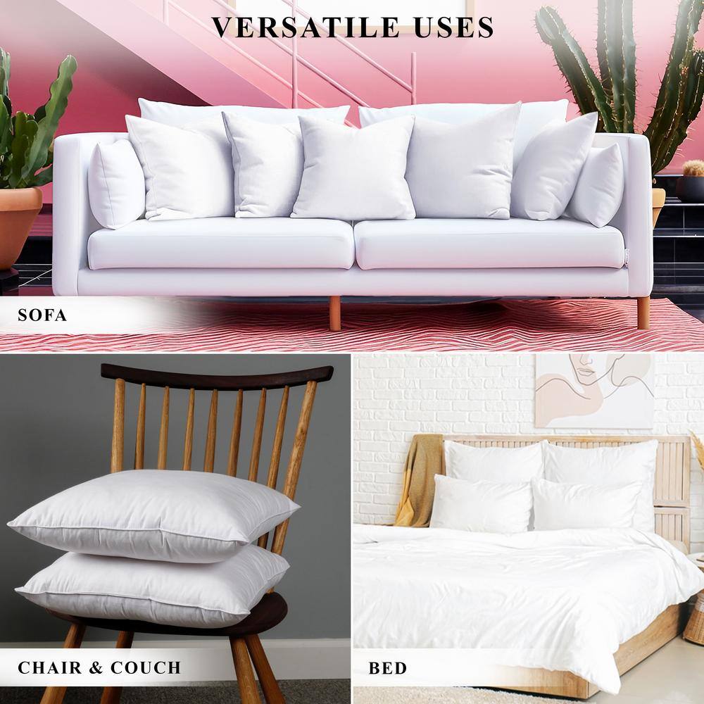 White Hypoallergenic Down Alternative 16x16 Pillow Inserts, Set of 2