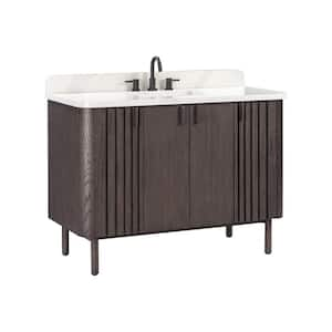 Blakely 49 in. W. x 22 in. D x 35 in. H Single sink Bath Vanity Combo in Brown Oak finish with Calcutta Qt. Top