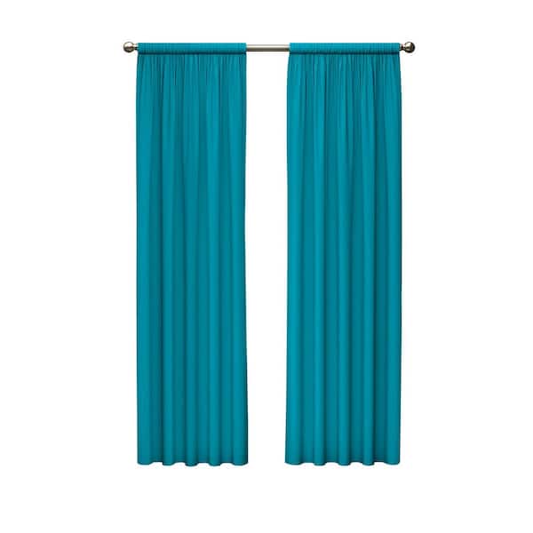 Eclipse Kids Microfiber Thermaback Rich Teal Solid Polyester 42 in. W x 63 in. L Blackout Single Rod Pocket Curtain Panel