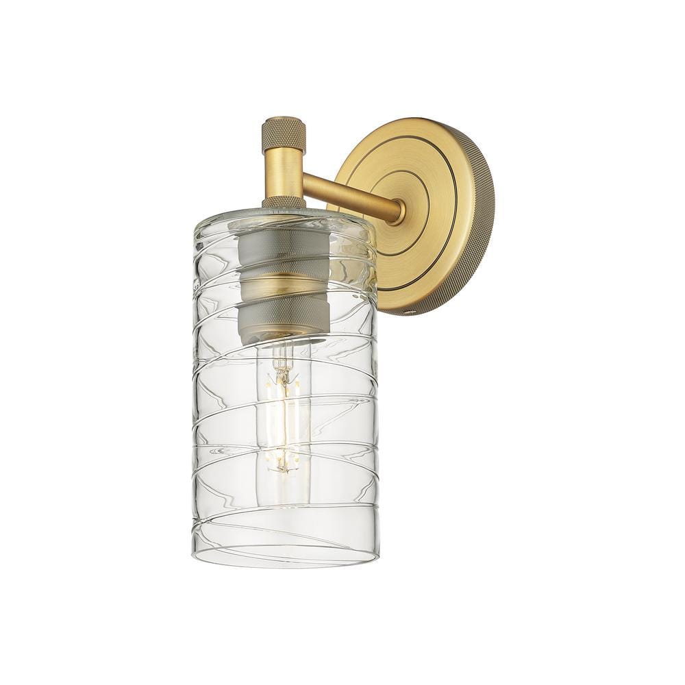 Crown Point 3.88 in. 1-Light Brushed Brass Wall Sconce with Glass Shade price history on PriceWatchPro