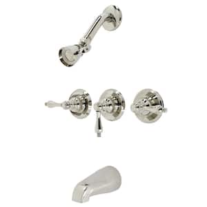 Victorian Triple Handle 1-Spray Tub and Shower Faucet 2 GPM with Corrosion Resistant in. Polished Nickel