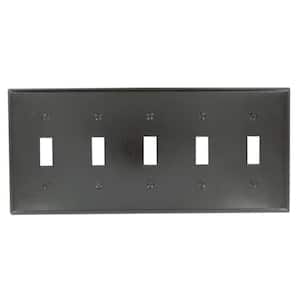 Brown 5-Gang Toggle Wall Plate (1-Pack)