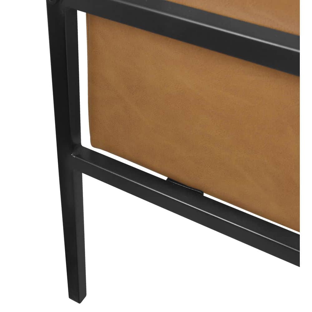 Modern Metal Frame Accent Chair Caramel Faux Leather - HomePop