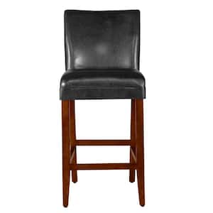Luxury Black Faux Leather 29 in. Bar Height Barstool