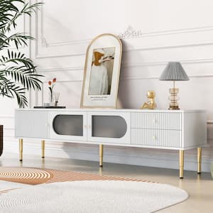 Ashcroft Furniture Caroline Mid Century Modern White TV Stand