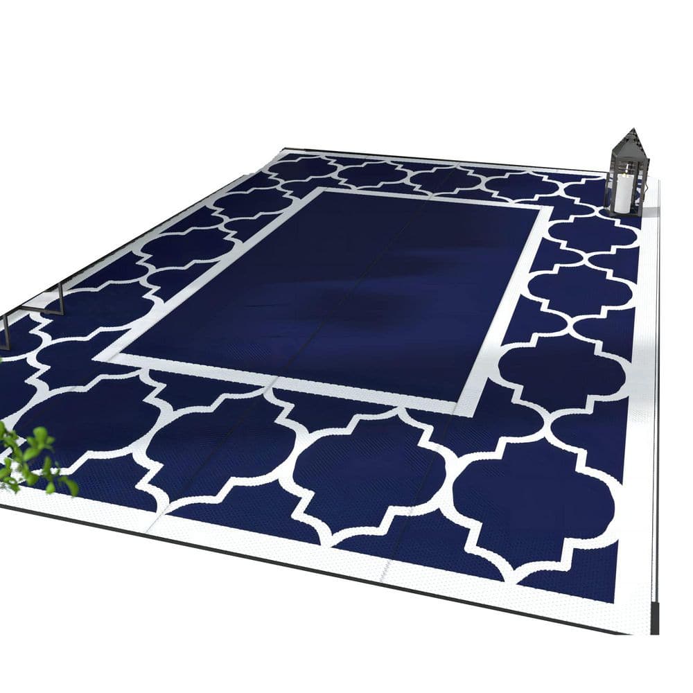 5ft x 8ft. Blue and White Outdoor Waterproof Foldable Double-Sided Plastic Straw Woven Carpet for Decks and Porches price history on PriceWatchPro