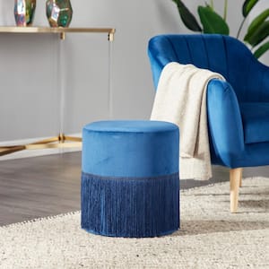 16 in. Blue Wood Traditional Stool