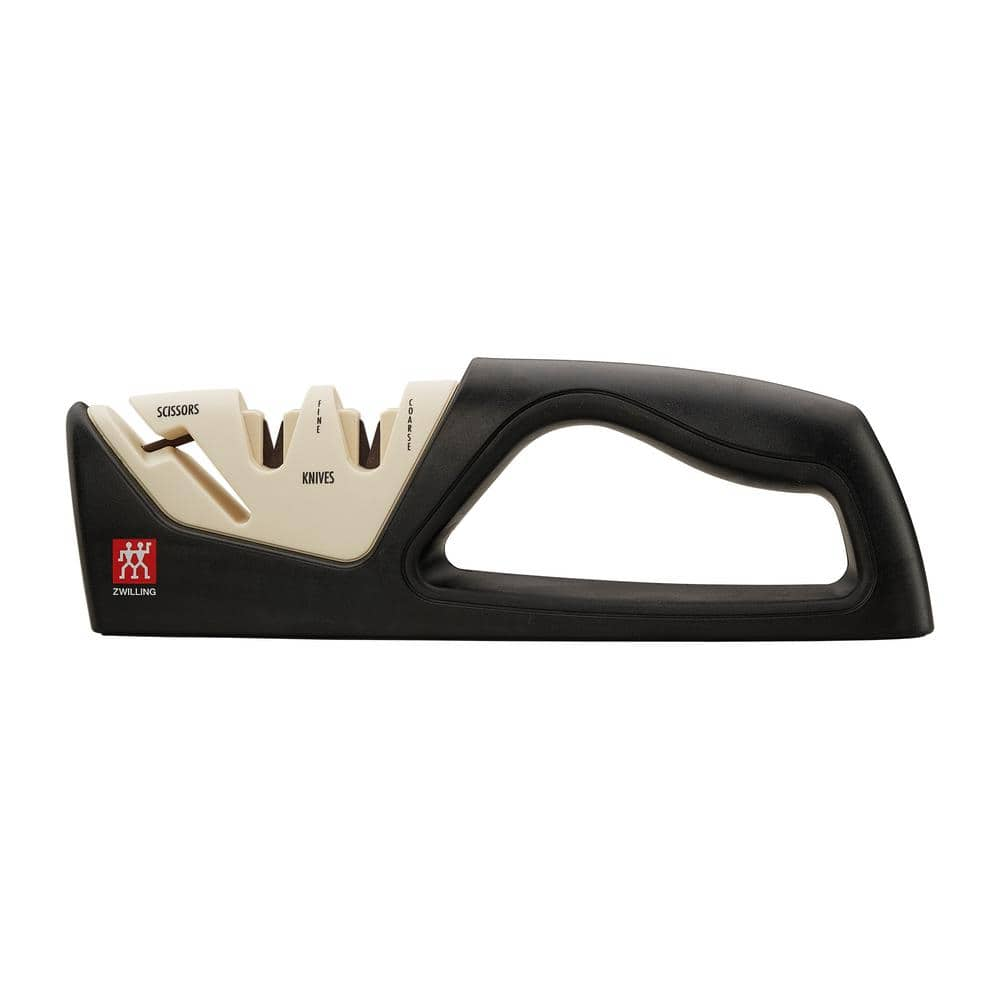 ZWILLING Sharpener Course and Fine-Grit Ceramic Manual 2-stage Pull-Through Knife Sharpener with Shear Sharpener