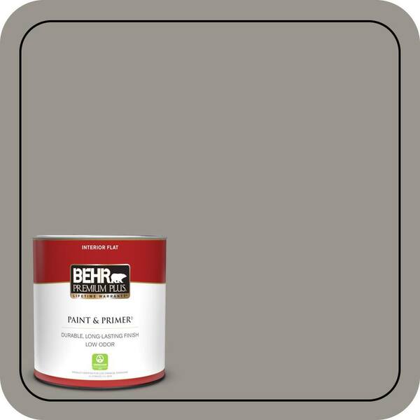BEHR PREMIUM PLUS 1 qt. #N360-4 Battleship Gray Flat Low Odor Interior Paint & Primer