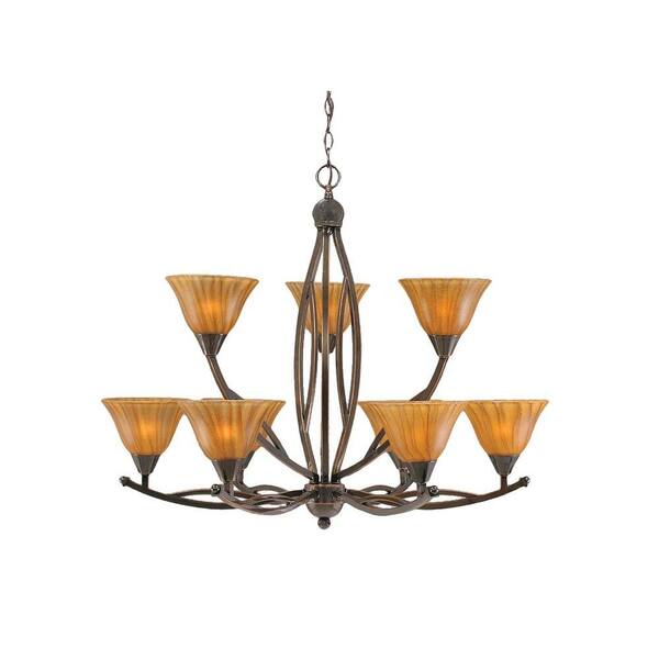 Filament Design Concord 9-Light Black Copper Chandelier with Amber Crystal Glass