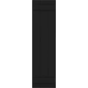 16 1/8" x 45" True Fit PVC Three Board Joined Board-n-Batten Shutters, Black (Per Pair)