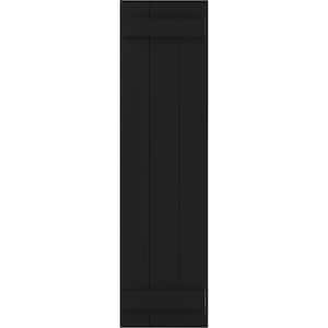 16 1/8'' x 48'' True Fit PVC Three Board Joined Board-n-Batten Shutters, Black (Per Pair)