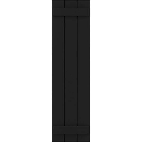 Ekena Millwork TruFit PVC 16.125 in. W x 77 in. H Board and Batten Shutters Pair in Black