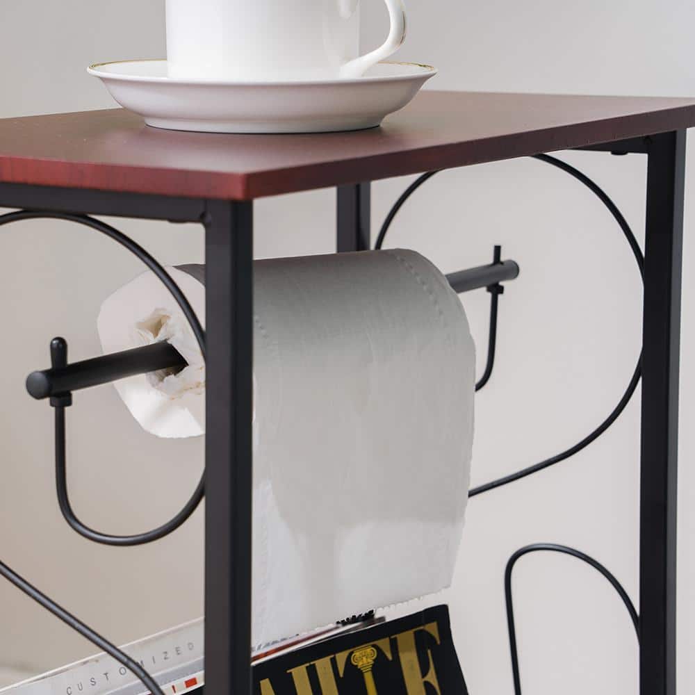 8 in. Rectangle Wood Top Side Table Brown Color - thumbnail 5