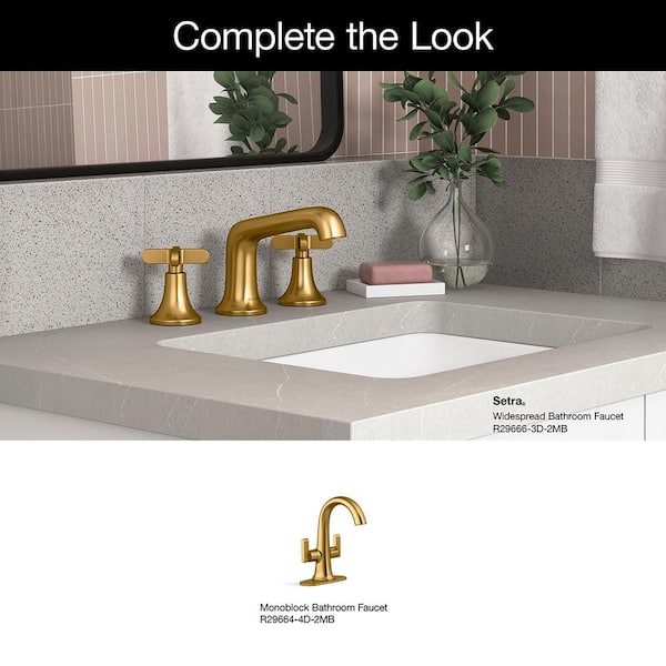 KOHLER Setra 8 in. Widespread Double Handle Bathroom Faucet in Vibrant Moderne Brushed Brass Gold