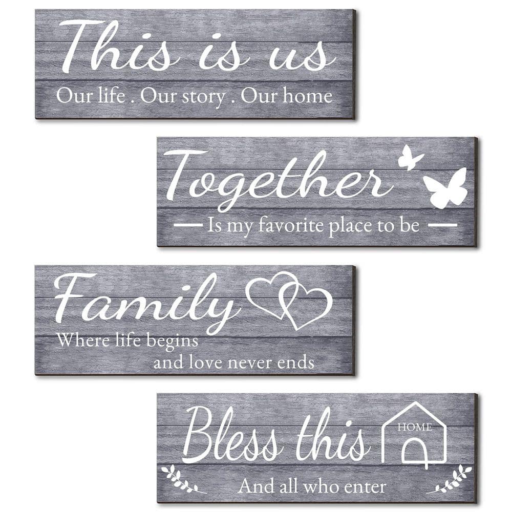 4.7 in. x 13.8 in. Grey This IS US Farmhouse Wooden Wall Art