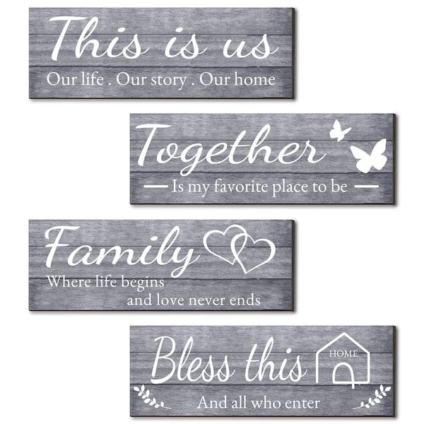 Unbranded 4.7 in. x 13.8 in. Grey "This IS US" Farmhouse Wooden Wall Art